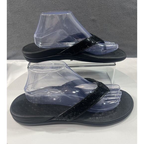 Vionic Tide Sandals Flip Flop Thong Black Supportive Sequin Strap Women Size 10 - Picture 1 of 15